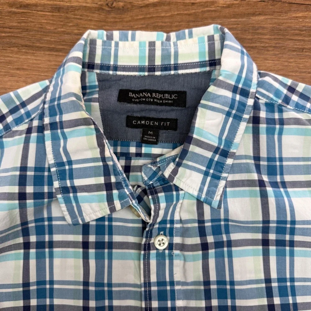 Banana Republic Men Medium Camden Fit Plaid Button Down Shirt Preppy‎ Academia